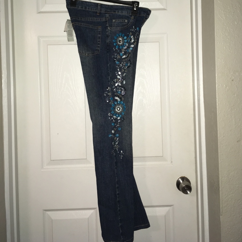 Cache Beaded Embroidered Denim